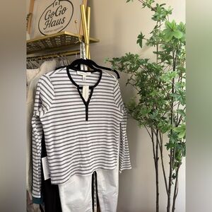 Vintage America Black and White Striped Top nwt